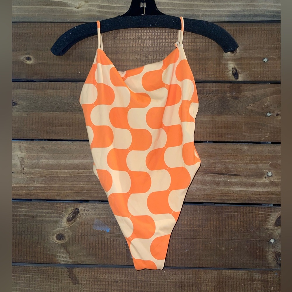 Duvin Orange Patterned Womens One Piece Swimsuit